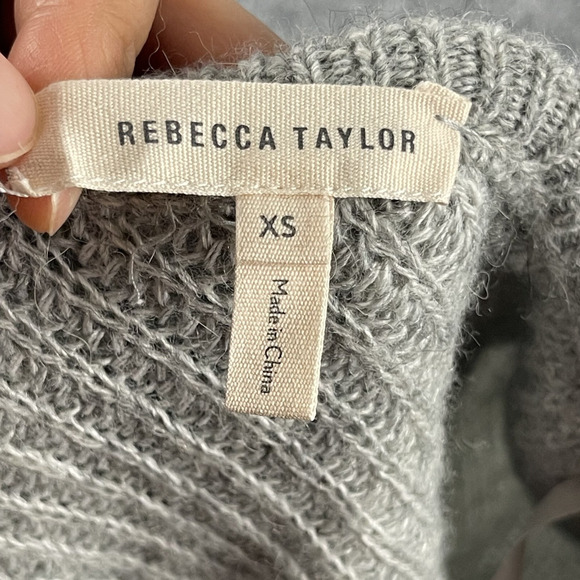 Rebecca Taylor One Shoulder Sweater Womens Gray XS Alpaca Wool Pullover Ruffle - Picture 7 of 12